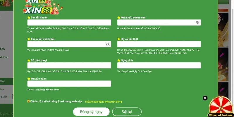 Hướng dẫn quy trình đăng ký tài khoản game Xin88